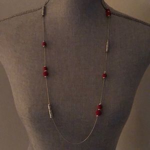 Charming Charlie Red & Silver Necklace and Earrings